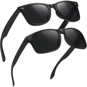 imageMEETSUN Polarized Sunglasses for Men Women Classic Retro Sun Glasses for Driving Fishing UV Protection2 Pack C1 Matte Black FrameGrey Lens