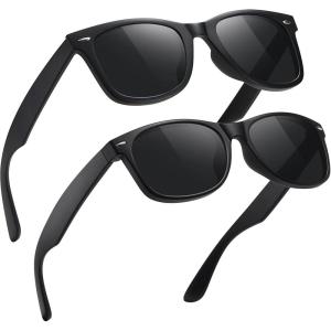 imageMEETSUN Polarized Sunglasses for Men Women Classic Retro Sun Glasses for Driving Fishing UV Protection2 Pack C2 Matte Black FrameGrey Lens