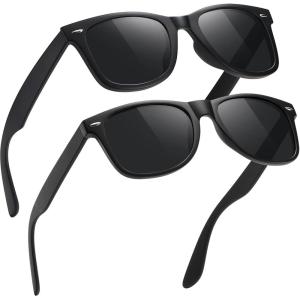 imageMEETSUN Polarized Sunglasses for Men Women Classic Retro Sun Glasses for Driving Fishing UV Protection2 Pack C3 Matte Black FrameGrey Lens