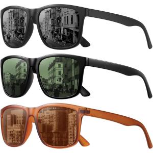 imageMEETSUN Polarized Sunglasses for Men Women Driving Sun Glasses UV Protection3packblackbrownblack Dark Green