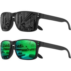 imageMEETSUN Polarized Sunglasses for Men Women Sports Driving Fishing Glasses UV400 Protection2 Packblack Graygreen Mirror Lens