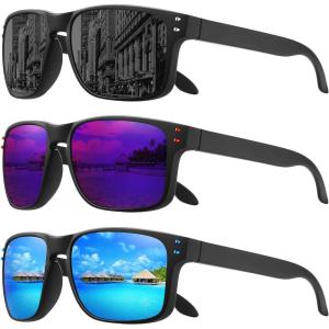 imageMEETSUN Polarized Sunglasses for Men Women Sports Driving Fishing Glasses UV400 Protection3packblackblack FramePurple Blue Mirror LensblackBlue