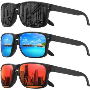 imageMEETSUN Polarized Sunglasses for Men Women Sports Driving Fishing Glasses UV400 Protection3packblackbluered