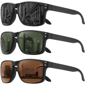 imageMEETSUN Polarized Sunglasses for Men Women Sports Driving Fishing Glasses UV400 Protection3packblackbrowng15 Lens