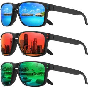 imageMEETSUN Polarized Sunglasses for Men Women Sports Driving Fishing Glasses UV400 Protection3packblueredgreen