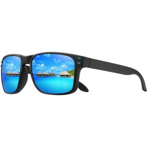 imageMEETSUN Polarized Sunglasses for Men Women Sports Driving Fishing Glasses UV400 ProtectionBlack Frameblue Mirror