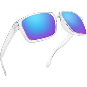 imageMEETSUN Polarized Sunglasses for Men Women Sports Driving Fishing Glasses UV400 ProtectionClear Frameblue Green Mirror