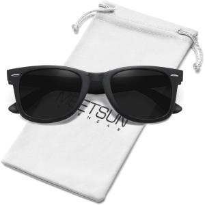 imageMEETSUN Polarized Sunglasses for Women Men Classic Retro Square Frame Driving Trendy Sun Glasses UV ProtectionA1 Matte Black