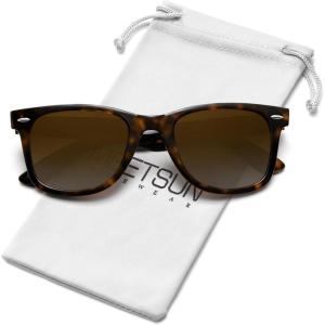 imageMEETSUN Polarized Sunglasses for Women Men Classic Retro Square Frame Driving Trendy Sun Glasses UV ProtectionA1 Tortoise Frame  Brown Gradient Lens