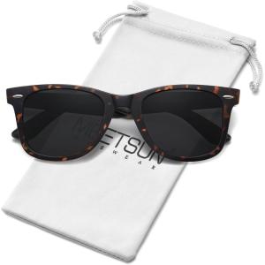 imageMEETSUN Polarized Sunglasses for Women Men Classic Retro Square Frame Driving Trendy Sun Glasses UV ProtectionA1 Tortoise Frame  Grey Lens