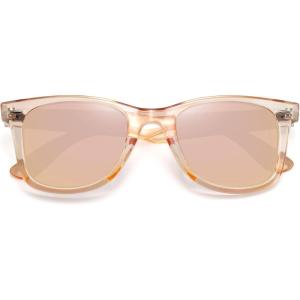 imageMEETSUN Polarized Sunglasses for Women Men Classic Retro Square Frame Driving Trendy Sun Glasses UV ProtectionBrown Frame Champagne Mirrored Lens
