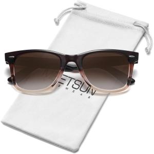 imageMEETSUN Polarized Sunglasses for Women Men Classic Retro Square Frame Driving Trendy Sun Glasses UV ProtectionBrown Gradient Frame Brown Gradient Lens