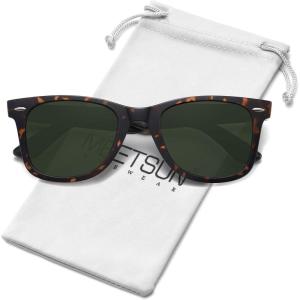 imageMEETSUN Polarized Sunglasses for Women Men Classic Retro Square Frame Driving Trendy Sun Glasses UV ProtectionLeopard Frame G15Dark Green Lens