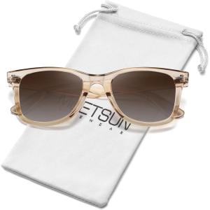 imageMEETSUN Polarized Sunglasses for Women Men Classic Retro Square Frame Driving Trendy Sun Glasses UV ProtectionLight Brown Frame Brown Gradient Lens