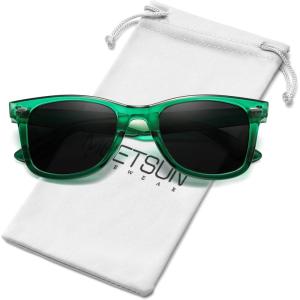 imageMEETSUN Polarized Sunglasses for Women Men Classic Retro Square Frame Driving Trendy Sun Glasses UV ProtectionLight Green Frame Grey Lens