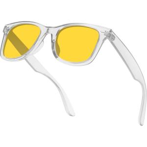 imageMEETSUN Polarized Sunglasses for Women Men Classic Retro Square Frame Driving Trendy Sun Glasses UV ProtectionNight Vision Lens Clear Frame