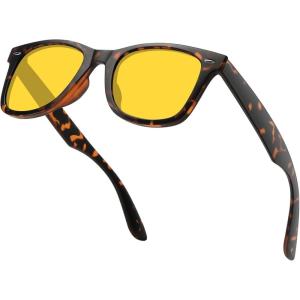 imageMEETSUN Polarized Sunglasses for Women Men Classic Retro Square Frame Driving Trendy Sun Glasses UV ProtectionNight Vision Lens Matte Leopard Frame