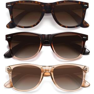 imageMEETSUN Polarized Sunglasses for Women Men Classic Retro Trendy Driving Sun Glasses UV400 Protection 3 Pack3 Pack Brown  Brown Gradient  Tortoise Brown