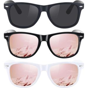 imageMEETSUN Polarized Sunglasses for Women Men Classic Retro Trendy Driving Sun Glasses UV400 Protection 3 Pack3 Pack Matte Black  Black Pink  White Pink