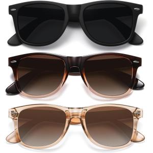 imageMEETSUN Polarized Sunglasses for Women Men Classic Retro Trendy Driving Sun Glasses UV400 Protection 3 Pack3 Pack Matte Black  Brown Gradient  Light Brown