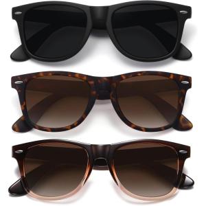 imageMEETSUN Polarized Sunglasses for Women Men Classic Retro Trendy Driving Sun Glasses UV400 Protection 3 Pack3 Pack Matte Black  Brown Gradient  Tortoise Brown