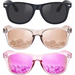 imageMEETSUN Polarized Sunglasses for Women Men Classic Retro Trendy Driving Sun Glasses UV400 Protection 3 Pack3 Pack Matte Black  Champagne Mirrored  Purple Pink Mirrored