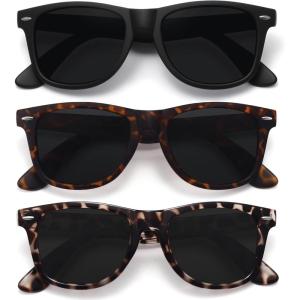 imageMEETSUN Polarized Sunglasses for Women Men Classic Retro Trendy Driving Sun Glasses UV400 Protection 3 Pack3 Pack Matte Black  Leopard Grey  Grey Leopard