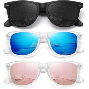 imageMEETSUN Polarized Sunglasses for Women Men Classic Retro Trendy Driving Sun Glasses UV400 Protection 3 Pack3 Pack Matte Clear FrameBlack  Blue  Pink