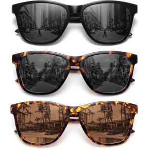 imageMEETSUN Polarized Sunglasses for Women Men Trendy Classic Retro Designer Style Fashion UV400 Protection3 Pack Black  Leopard  Tortoiseshell