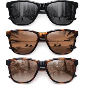 imageMEETSUN Polarized Sunglasses for Women Men Trendy Classic Retro Designer Style Fashion UV400 Protection3 Pack Black  Tortoise  Brown Tortoise