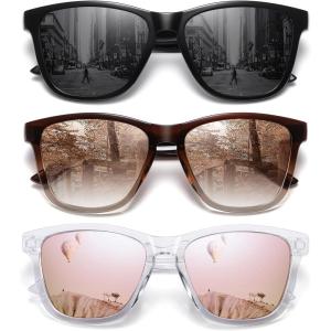 imageMEETSUN Polarized Sunglasses for Women Men Trendy Classic Retro Designer Style Fashion UV400 Protection3 Pack Black Lens  Brown Gradient Lens  Pink Mirrored