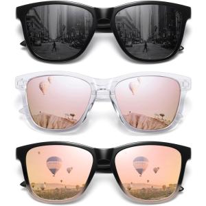 imageMEETSUN Polarized Sunglasses for Women Men Trendy Classic Retro Designer Style Fashion UV400 Protection3 Pack Black Lens  Rose Gold Mirrored  Pink Mirrored