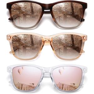 imageMEETSUN Polarized Sunglasses for Women Men Trendy Classic Retro Designer Style Fashion UV400 Protection3 Pack Brown Gradient  Light Brown  Pink Mirrored