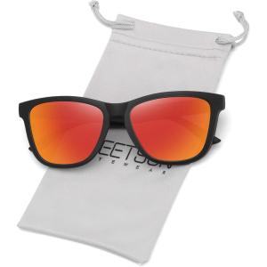 imageMEETSUN Polarized Sunglasses for Women Men Trendy Classic Retro Designer StyleBlack Frame  Orange Mirrored