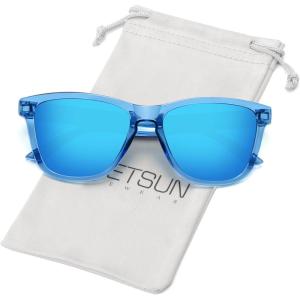 imageMEETSUN Polarized Sunglasses for Women Men Trendy Classic Retro Designer StyleBlue Frame  Blue Mirrored Lens
