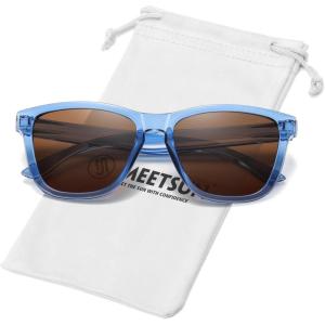 imageMEETSUN Polarized Sunglasses for Women Men Trendy Classic Retro Designer StyleBlue Frame  Brown Lens