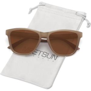 imageMEETSUN Polarized Sunglasses for Women Men Trendy Classic Retro Designer StyleBrown Frame  Brown Lens