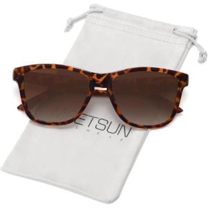 imageMEETSUN Polarized Sunglasses for Women Men Trendy Classic Retro Designer StyleBrown Leopard Frame  Brown Gradient