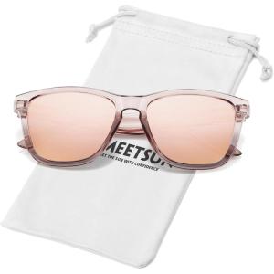 imageMEETSUN Polarized Sunglasses for Women Men Trendy Classic Retro Designer StyleCoffee Frame  Gold Mirrored Lens