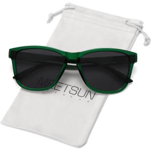 imageMEETSUN Polarized Sunglasses for Women Men Trendy Classic Retro Designer StyleGreen Frame  Grey Lens