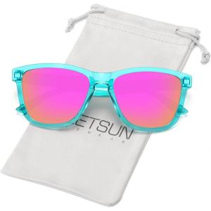 imageMEETSUN Polarized Sunglasses for Women Men Trendy Classic Retro Designer StyleGreen Frame  Pink Mirrored Lens