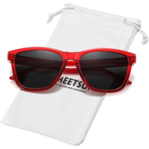 imageMEETSUN Polarized Sunglasses for Women Men Trendy Classic Retro Designer StyleRed Frame  Grey Lens