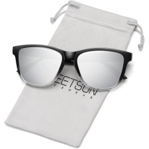 imageMEETSUN Polarized Sunglasses for Women Men Trendy Classic Retro Designer StyleSilver  Black