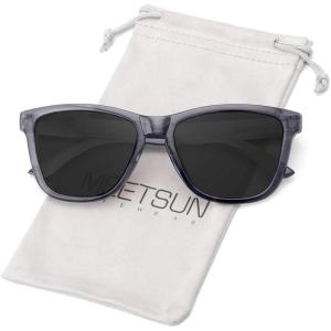 imageMEETSUN Polarized Sunglasses for Women Men Trendy Classic Retro Designer StyleTransparent Gray Frame Gray Lens