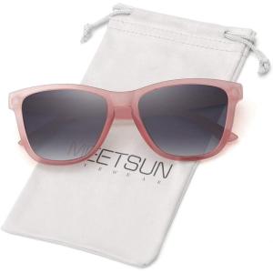 imageMEETSUN Polarized Sunglasses for Women Men Trendy Classic Retro Designer StyleTransparent Pink Framematte Gray Gradient Lens
