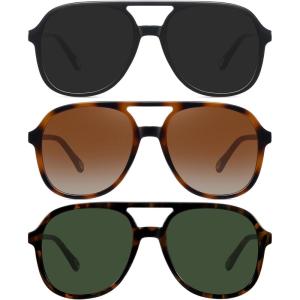 imageMEETSUN Retro Oversized Aviator Sunglasses for Women Men Trendy Square Aviators 70s Vintage Sun Glasses3packblack TortoiseBrown TortoiseGreen