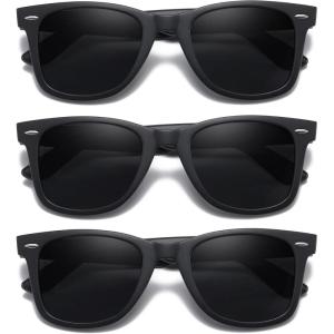 imageMEETSUN Retro Polarized Sunglasses for Women Men Classic Mirror Lens Driving Trendy Sun Glasses UV Protection 3 Pack3 Pack Black