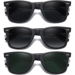 imageMEETSUN Retro Polarized Sunglasses for Women Men Classic Mirror Lens Driving Trendy Sun Glasses UV Protection 3 Pack3 Pack BlackGrey GradientOlive