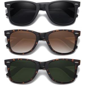 imageMEETSUN Retro Polarized Sunglasses for Women Men Classic Mirror Lens Driving Trendy Sun Glasses UV Protection 3 Pack3 Pack BlackLeopard BrownLeopard Olive