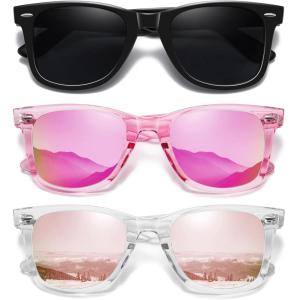 imageMEETSUN Retro Polarized Sunglasses for Women Men Classic Mirror Lens Driving Trendy Sun Glasses UV Protection 3 Pack3 Pack BlackPurple PinkPink